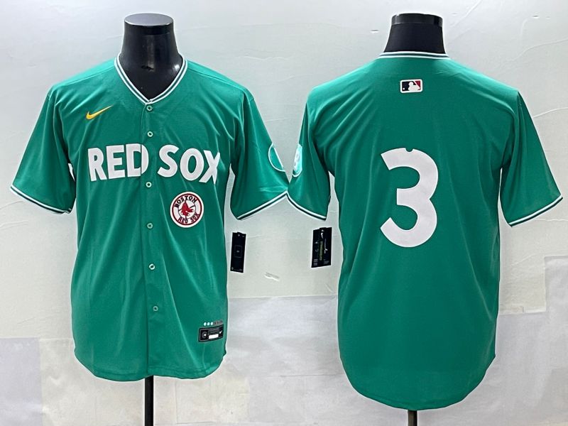 Men 2025 Boston Red Sox #3 No Name Green Joint Name Nike MLB Jersey style 10